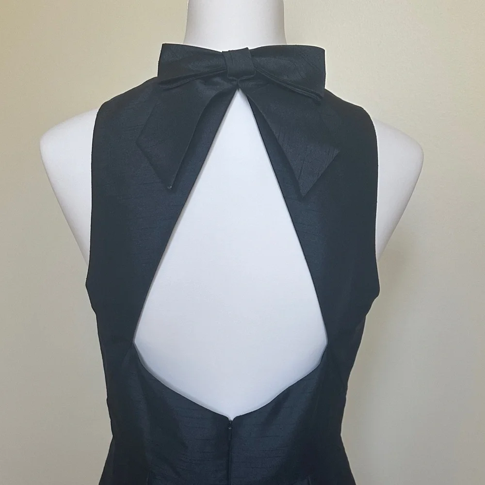 Alfred Sung D734 Black Halter Bow Back Mermaid Gown Size 8 |Formal Bridesmaid - Picture 4 of 9